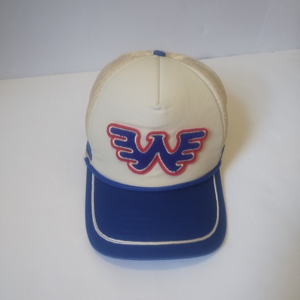 Seager Waylon Jennings Trucker Hat Mens OSFM Blue White Flying W Logo Snapback